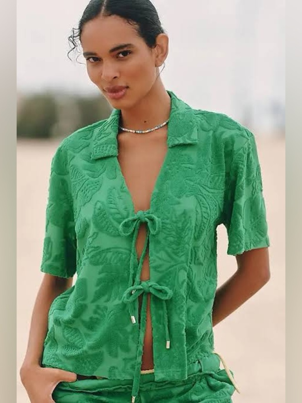 Farm Rio: River Nature Terry Tie-Front Top